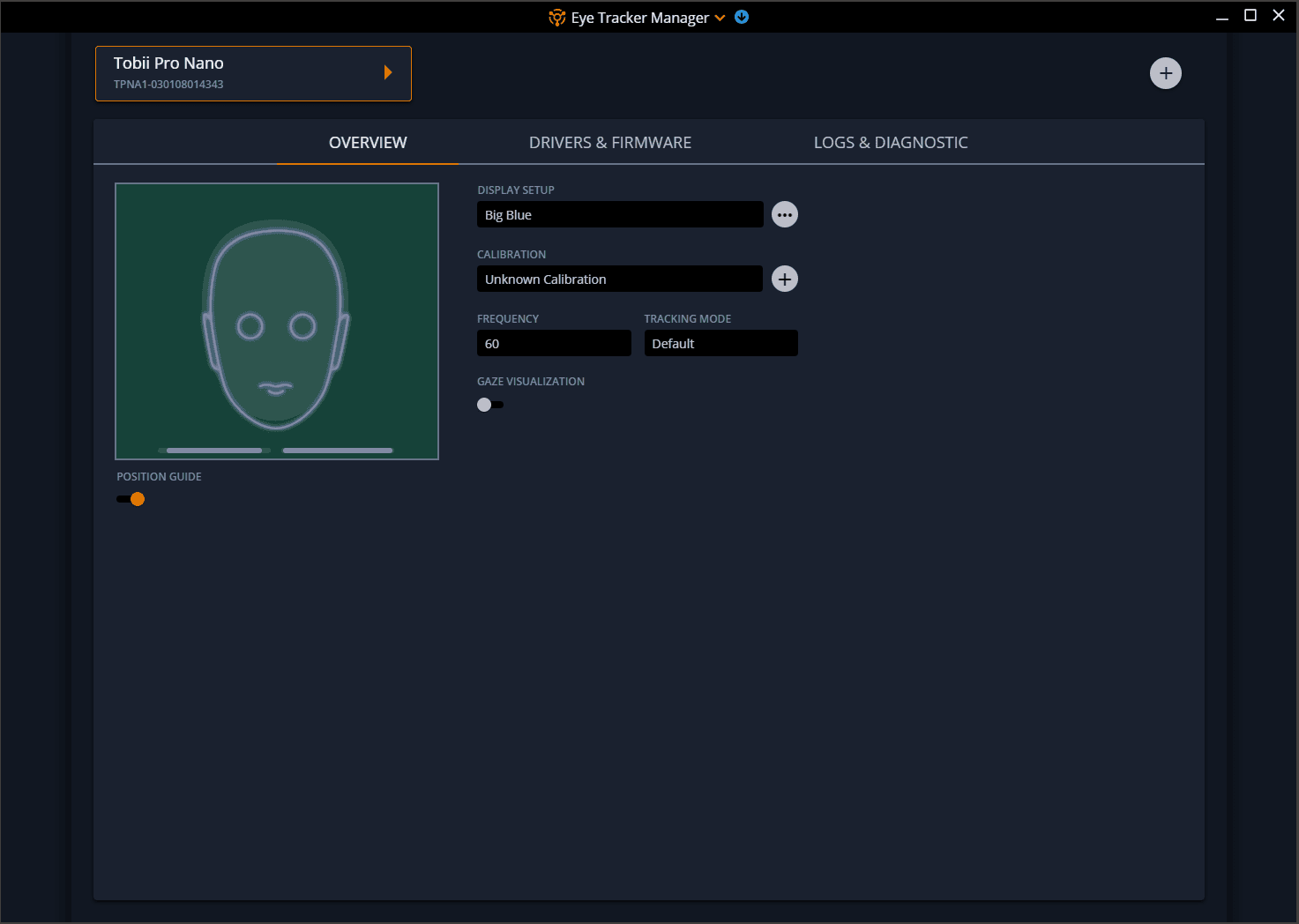 Position guide window in Eye Tracker Manager 2.0